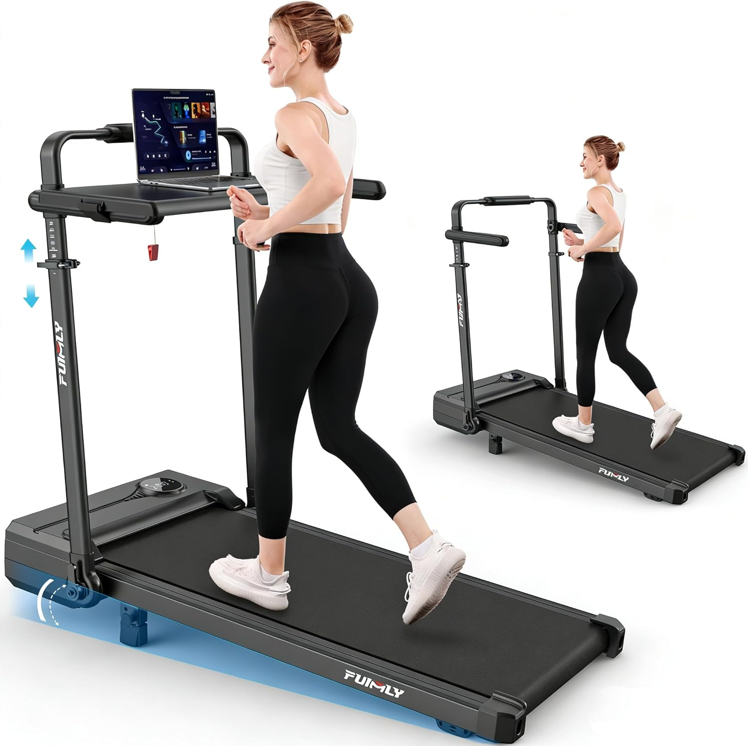 Walking Pad Treadmill with Desk Workstation, 300lbs